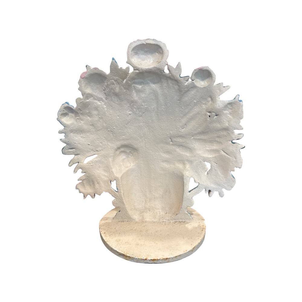 Vintage Cast Iron Pastel Floral Basket Doorstop - Picture 6 of 8